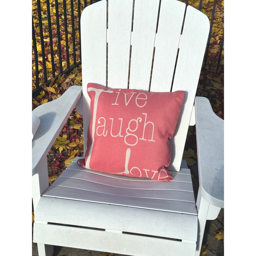 Decorative Throw Pillow Coral‎ Live Laugh Love Accent Square 18" Two Side Text